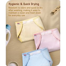 Babyhug Waterproof Nappy Small Size Set of 3 - Yellow Pink Blue
