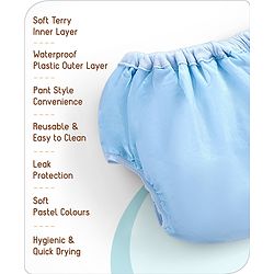 Babyhug Waterproof Nappy With Elastic Small Set of 3 - Pink Blue Yellow