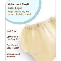 Babyhug Waterproof Nappy With Elastic Small Set of 3 - Pink Blue Yellow