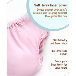 Babyhug Waterproof Nappy With Elastic Small Set of 3 - Pink Blue Yellow