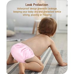 Babyhug Waterproof Nappy With Elastic Small Set of 3 - Pink Blue Yellow