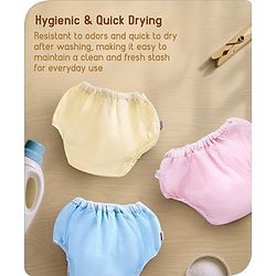 Babyhug Waterproof Nappy With Elastic Small Set of 3 - Pink Blue Yellow