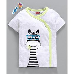 Babyhug Half Sleeves Front Open Vest Giraffe Print - Grey Green