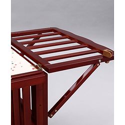 Babyhug Montana Wooden Cot Cum Rocker with Mosquito Net - Cherry Red| Wheels with Lock| Storage Space| Adjustable Height| Openable Side Rail| Foldable Headboard| Attach to Parent Bed| Convert to Study Table