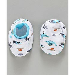 Babyhug 100% Cotton Mittens & Booties Set Animal Print - Blue