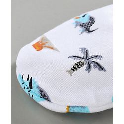 Babyhug 100% Cotton Mittens & Booties Set Animal Print - Blue