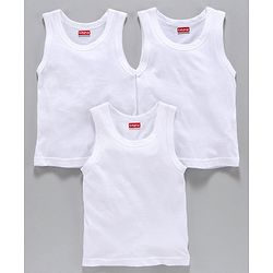 Babyhug 100% Organic Cotton Solid Vest Pack of 3 - White