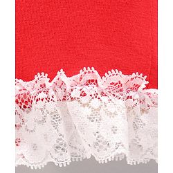 Babyhug Full Length Leggings with Lace Detail - Coral