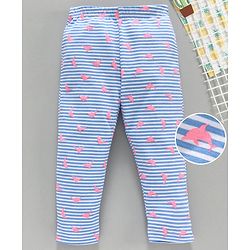 Babyhug Full Length Stripe Leggings Dolphin Print - White Blue