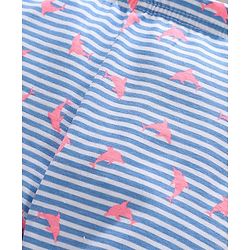 Babyhug Full Length Stripe Leggings Dolphin Print - White Blue