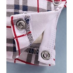 Babyhug 100% Cotton Party Wear Short Sleeves Party Suit Style Romper Bow Applique - Grey White