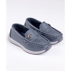 Cute Walk by Babyhug Party Wear Loafer Shoes Star Badge Detail - Blue