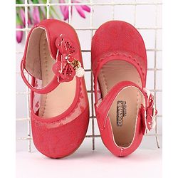 Cute Walk by Babyhug Party Wear Belly Shoes Bow Appliques - Red