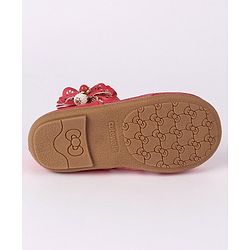 Cute Walk by Babyhug Party Wear Belly Shoes Bow Appliques - Red
