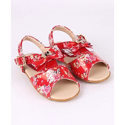 Cute Walk by Babyhug Party Wear Sandals Bow Applique - Red