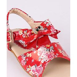 Cute Walk by Babyhug Party Wear Sandals Bow Applique - Red