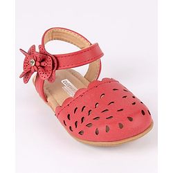 Cute Walk by Babyhug Party Wear Belly Shoes Bow Detailing - Red