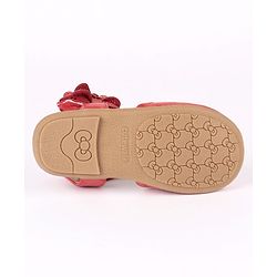Cute Walk by Babyhug Party Wear Belly Shoes Bow Detailing - Red