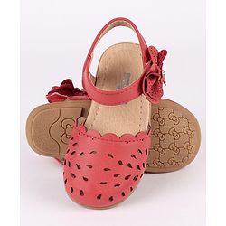Cute Walk by Babyhug Party Wear Belly Shoes Bow Detailing - Red