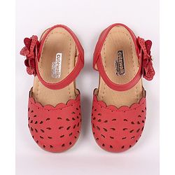 Cute Walk by Babyhug Party Wear Belly Shoes Bow Detailing - Red