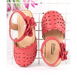 Cute Walk by Babyhug Party Wear Belly Shoes Bow Detailing - Red