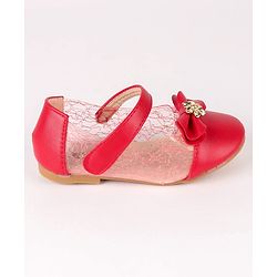Cute Walk by Babyhug Party Wear Belly Shoes Bow Detailing - Red