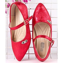 Cute Walk by Babyhug Party Wear Belly Shoes Studded Applique - Dark Pink