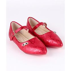 Cute Walk by Babyhug Party Wear Belly Shoes Studded Applique - Dark Pink