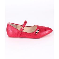 Cute Walk by Babyhug Party Wear Belly Shoes Studded Applique - Dark Pink