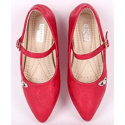 Cute Walk by Babyhug Party Wear Belly Shoes Studded Applique - Dark Pink