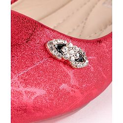 Cute Walk by Babyhug Party Wear Belly Shoes Studded Applique - Dark Pink