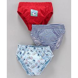 Babyhug 100% Cotton Briefs Pack of 3 - Blue Red