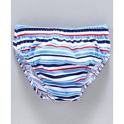 Babyhug 100% Cotton Briefs Printed & Striped Pack of 3 - White Navy Blue