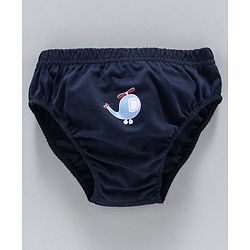Babyhug 100% Cotton Briefs Printed & Striped Pack of 3 - White Navy Blue