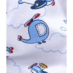 Babyhug 100% Cotton Briefs Printed & Striped Pack of 3 - White Navy Blue