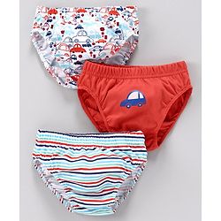 Babyhug 100% Cotton Briefs Pack of 3 - Red White