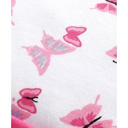 Babyhug 100% Cotton Cap Mittens & Booties Set Butterfly Print - Pink