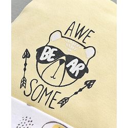 Babyhug 100% Cotton Cap Mittens & Booties Set Bear Print Yellow -  Diameter 10.5 cm