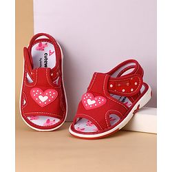 Cute Walk by Babyhug Musical Sandals Heart Patch - Red
