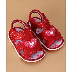 Cute Walk by Babyhug Musical Sandals Heart Patch - Red