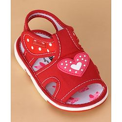 Cute Walk by Babyhug Musical Sandals Heart Patch - Red