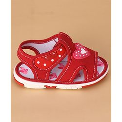 Cute Walk by Babyhug Musical Sandals Heart Patch - Red
