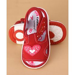 Cute Walk by Babyhug Musical Sandals Heart Patch - Red
