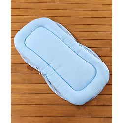 Babyhug Teddy Print Baby Bedding Set with Mosquito Net  -  Blue
