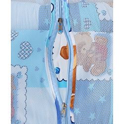 Babyhug Teddy Print Baby Bedding Set with Mosquito Net  -  Blue