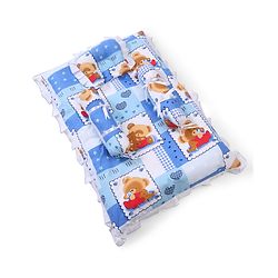 Babyhug Teddy Print Frilled Baby Bedding Set - Blue