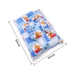Babyhug Teddy Print Frilled Baby Bedding Set - Blue