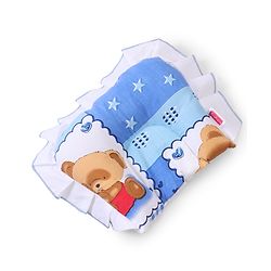 Babyhug Teddy Print Frilled Baby Bedding Set - Blue