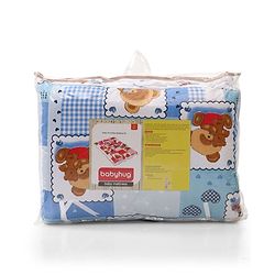 Babyhug Teddy Print Frilled Baby Bedding Set - Blue