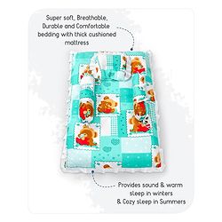 Babyhug Teddy Print Frilled Baby Bedding Set  -  Green